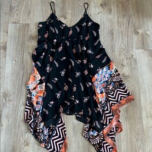 Express Black and Orange Midi Dress